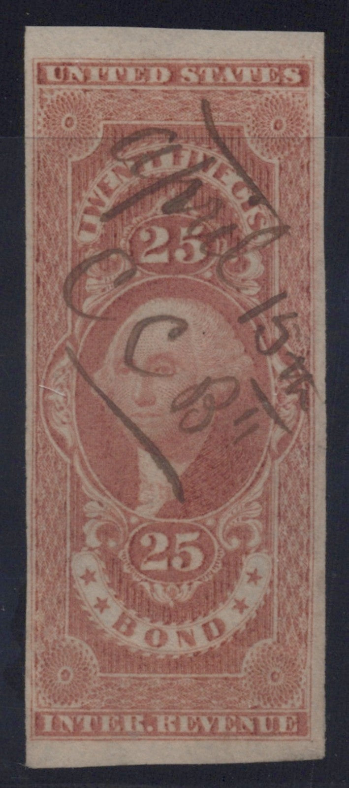 U.S. R43a Bond Red Imperforated 25-Cent Used VF 1862-1871 ZAYIX