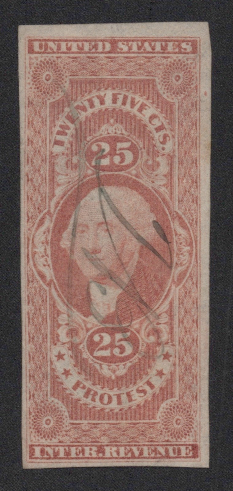 U.S. R49a Protest Red Imperforated 25-Cent Used F/VF 1862-1871 ZAYIX