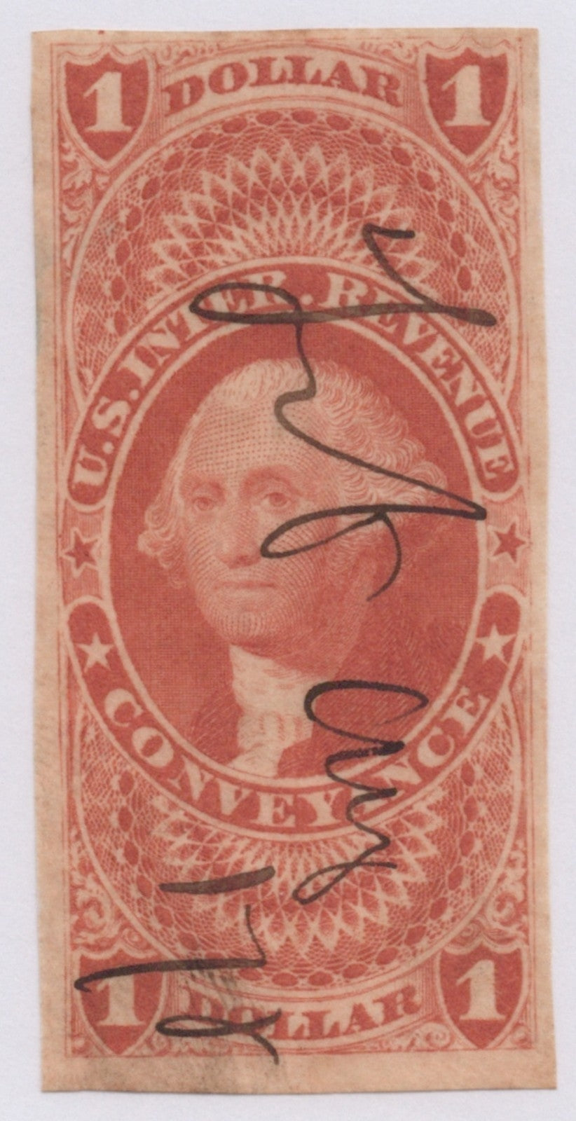 U.S. R66a Conveyance Red Imperforated $1 Used VF 1862-1871 ZAYIX