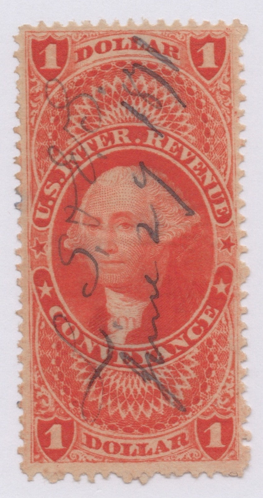 U.S. R66c Conveyance Red Perforated $1 Used VF 1862-1871 ZAYIX