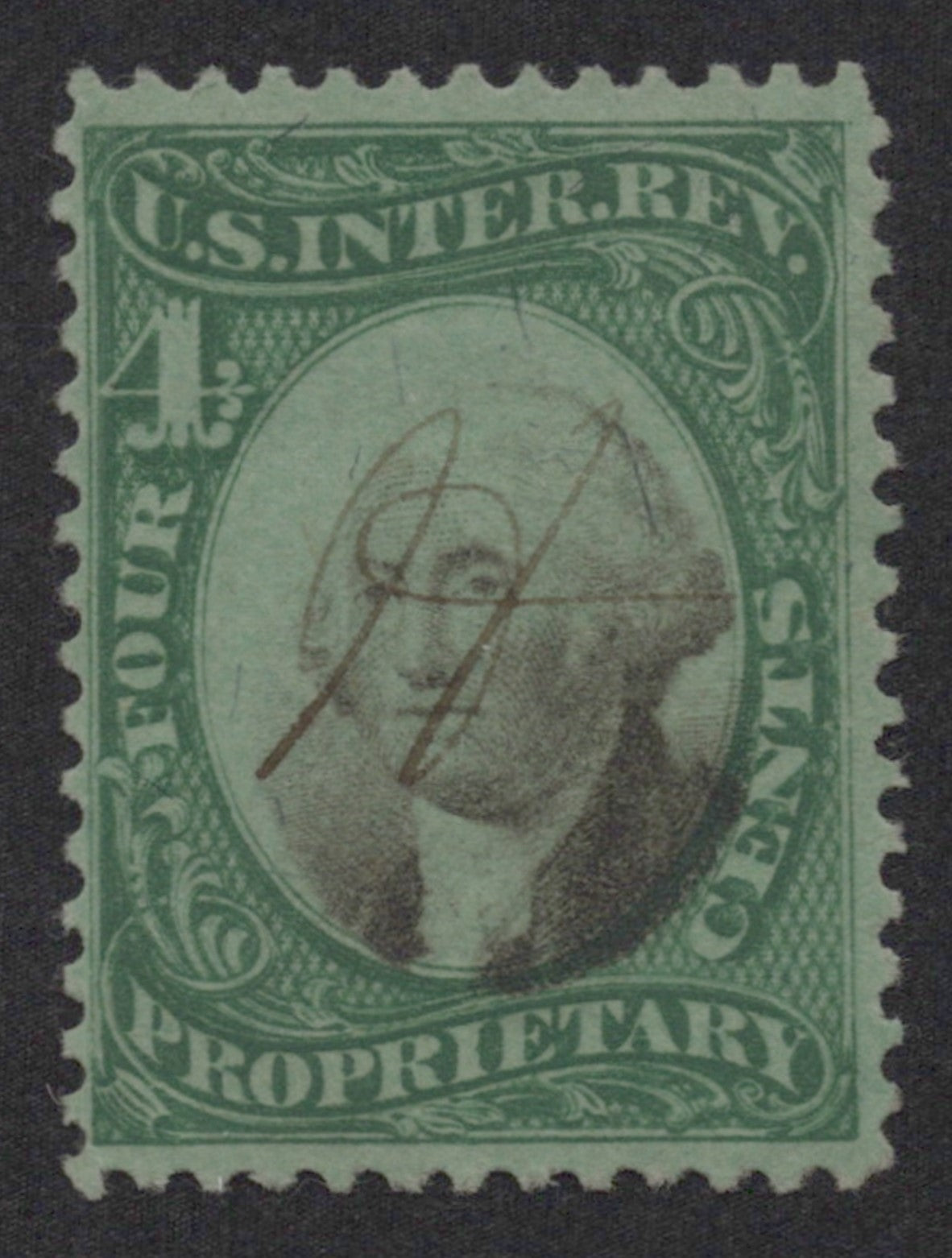 U.S. RB4b George Washington Green Paper 4-Cent Used VF 1874 ZAYIX