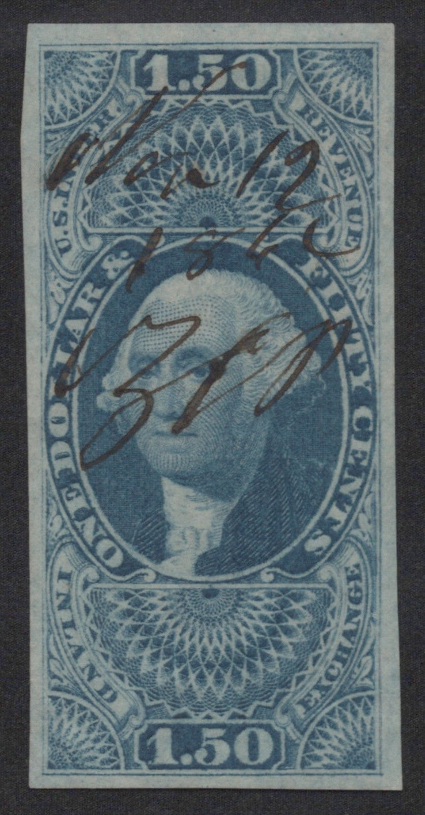 U.S. R78a Inland Exchange Blue Imperforated $1.50 Used VF 1862-1871 ZAYIX