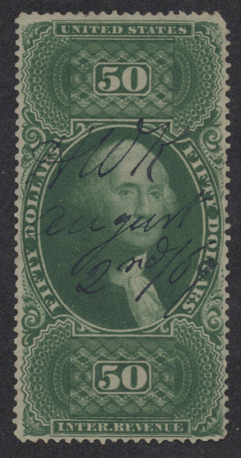 U.S. R101c Internal Revenue Green Perforated $50 Used VF 1863 ZAYIX