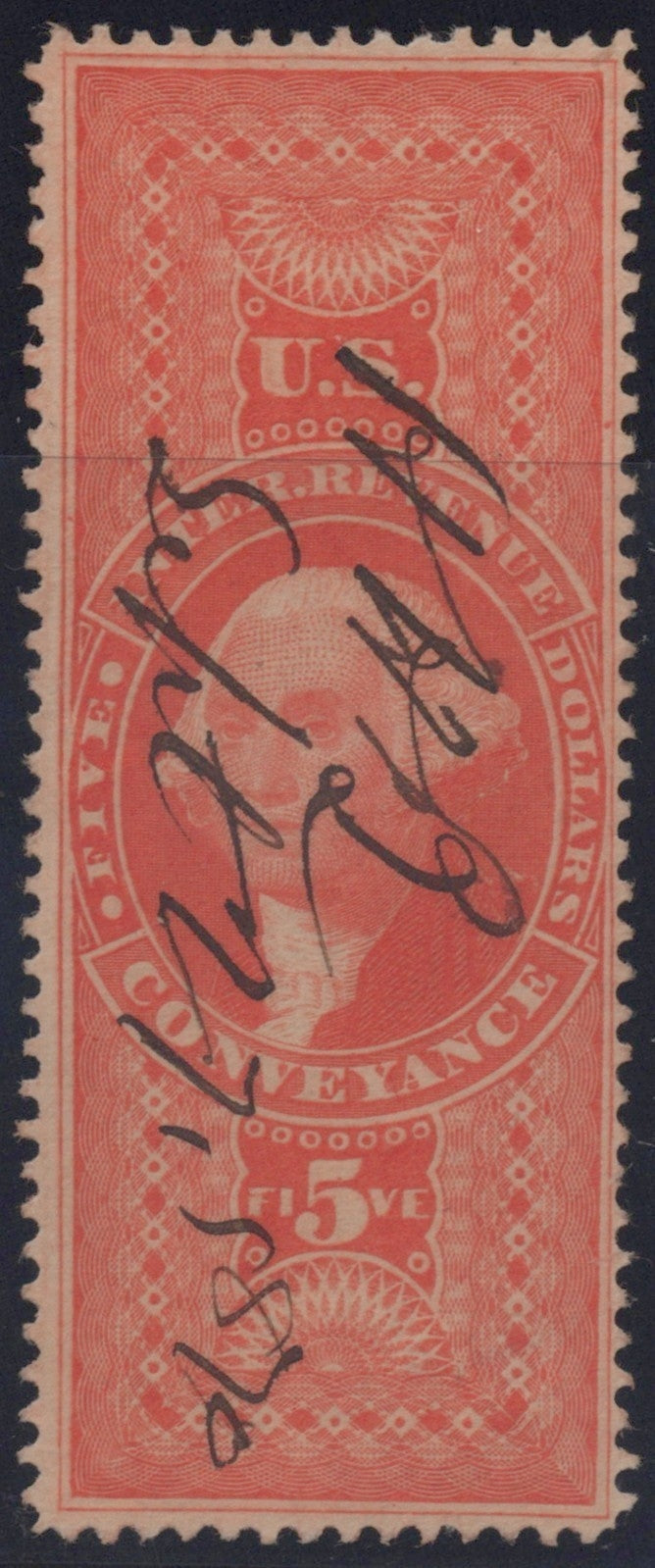 U.S. R89d Conveyance Red Silk Paper $5 Used VF 1862-1871 ZAYIX