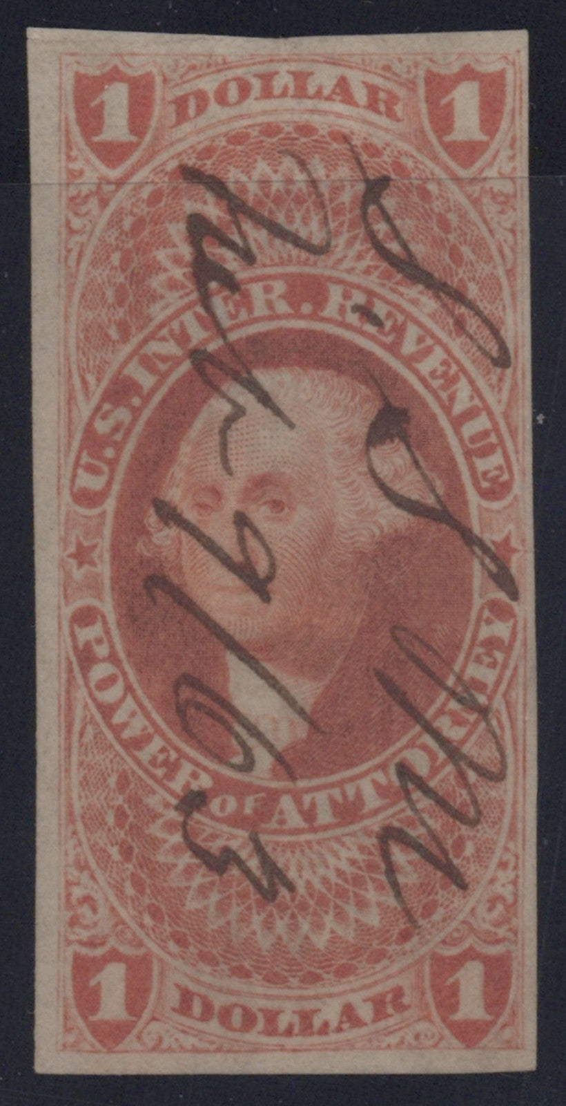 U.S. R75a Power Of Attorney Red Imperforated $1 Used F/VF 1862-1871 ZAYIX