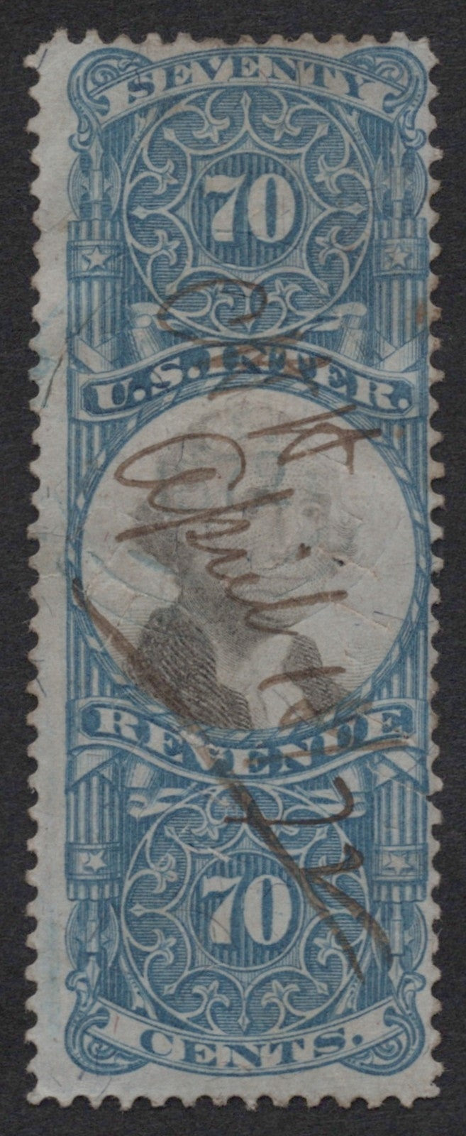 U.S. R117 George Washington Blue & Black Pen Cancel 70-Cent Used Fine 1871 ZAYIX