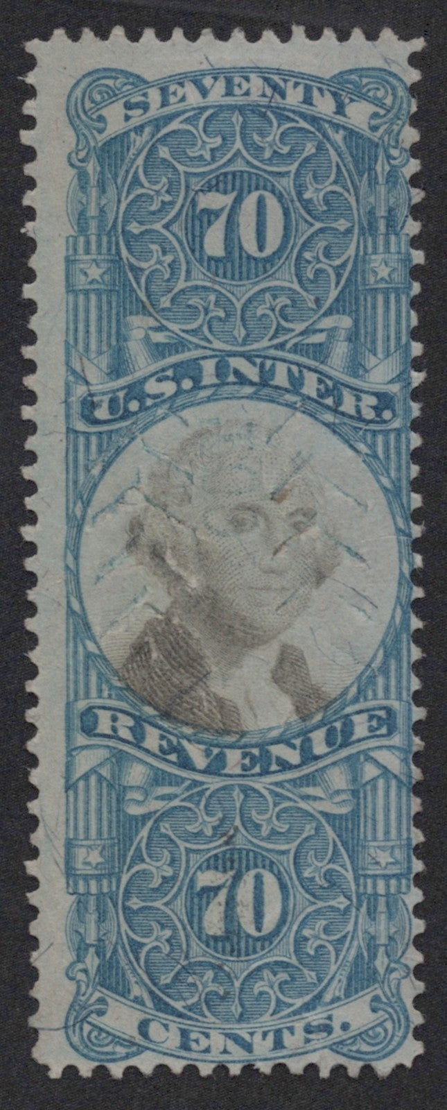 U.S. R117 George Washington Blue & Black Cut Cancel 70-Cent Used Fine 1871 ZAYIX