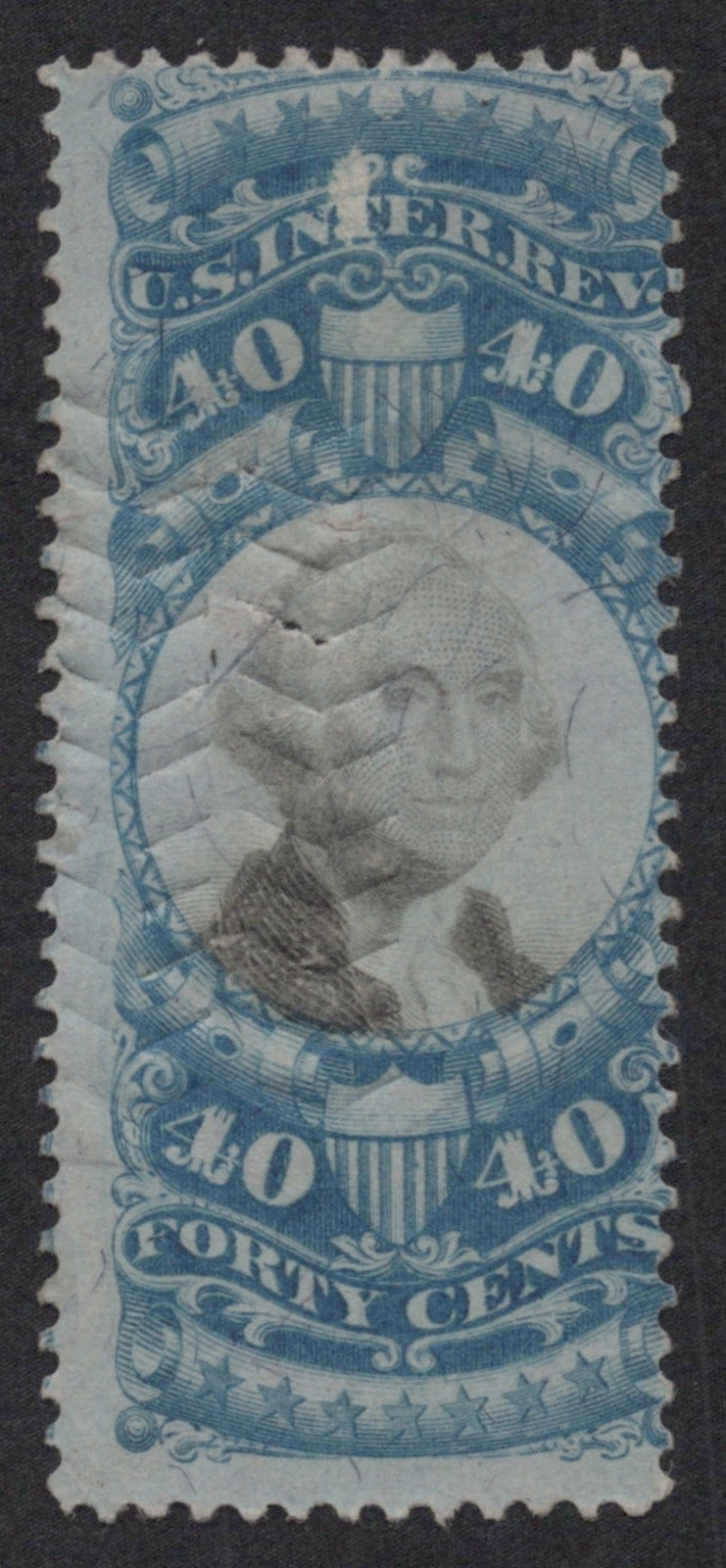 U.S. R114 George Washington Blue & Black Cut Cancel 40-Cent Used Fine 1871 ZAYIX