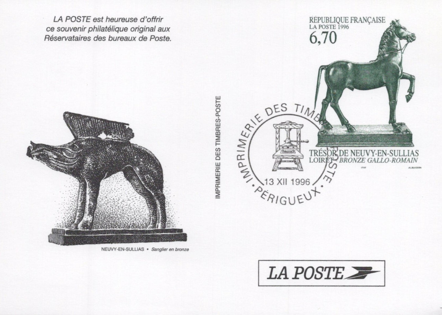France Postal Card Statue Horses ZAYIX 0125M0186