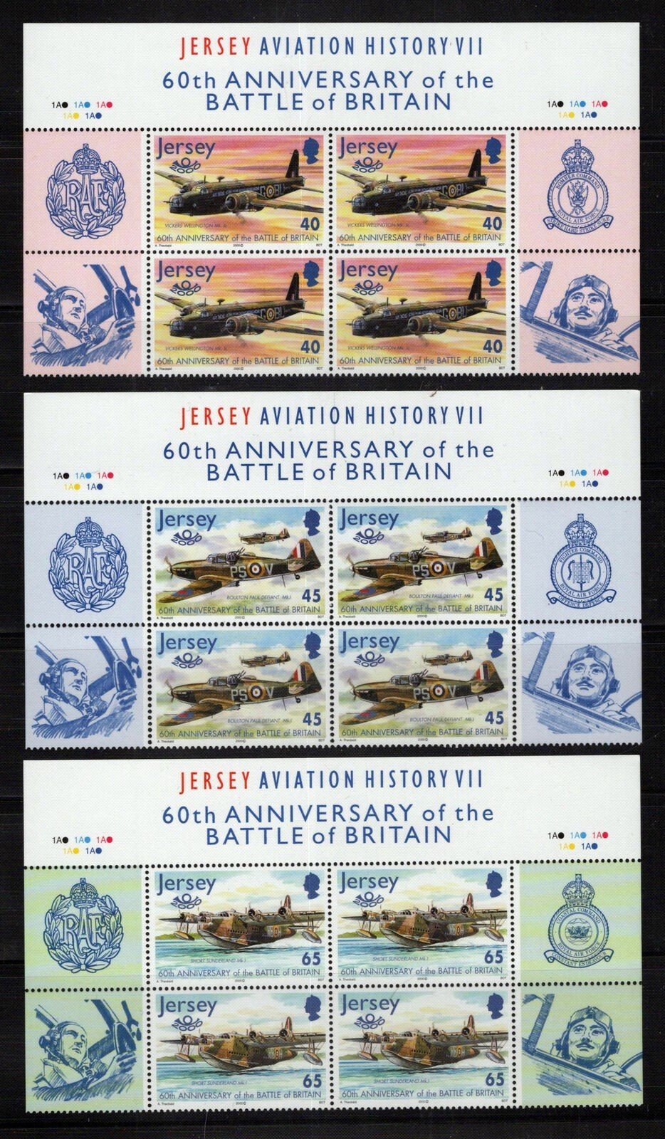 Jersey 964-969 MNH Aviation Battle of Britain Military War ZAYIX 0424M0090