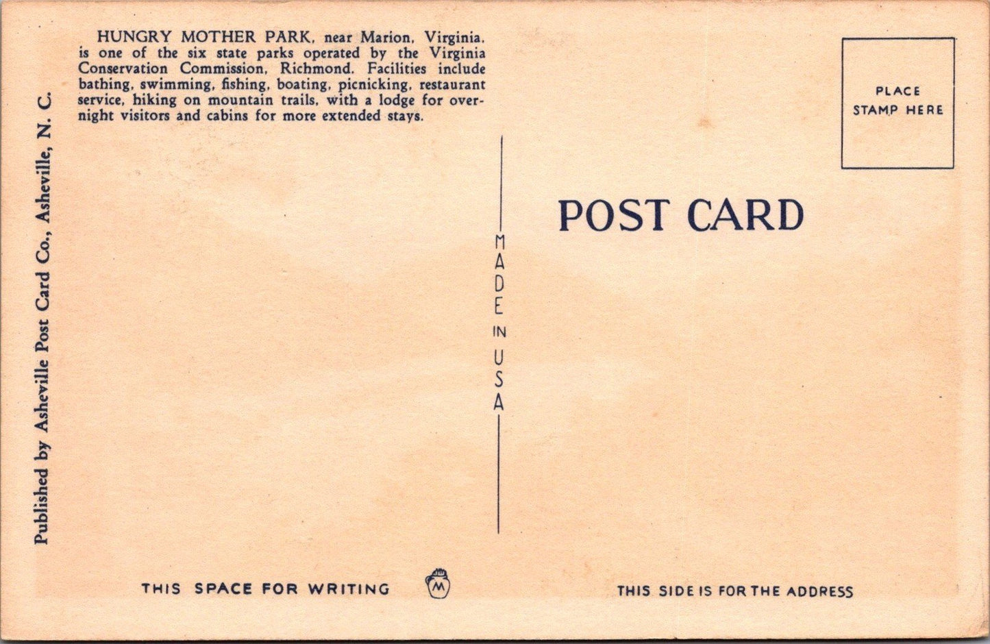 Shore Lake Drive Hungry Mother State Park Marion VA Postcard ZAYIX 102022PC53