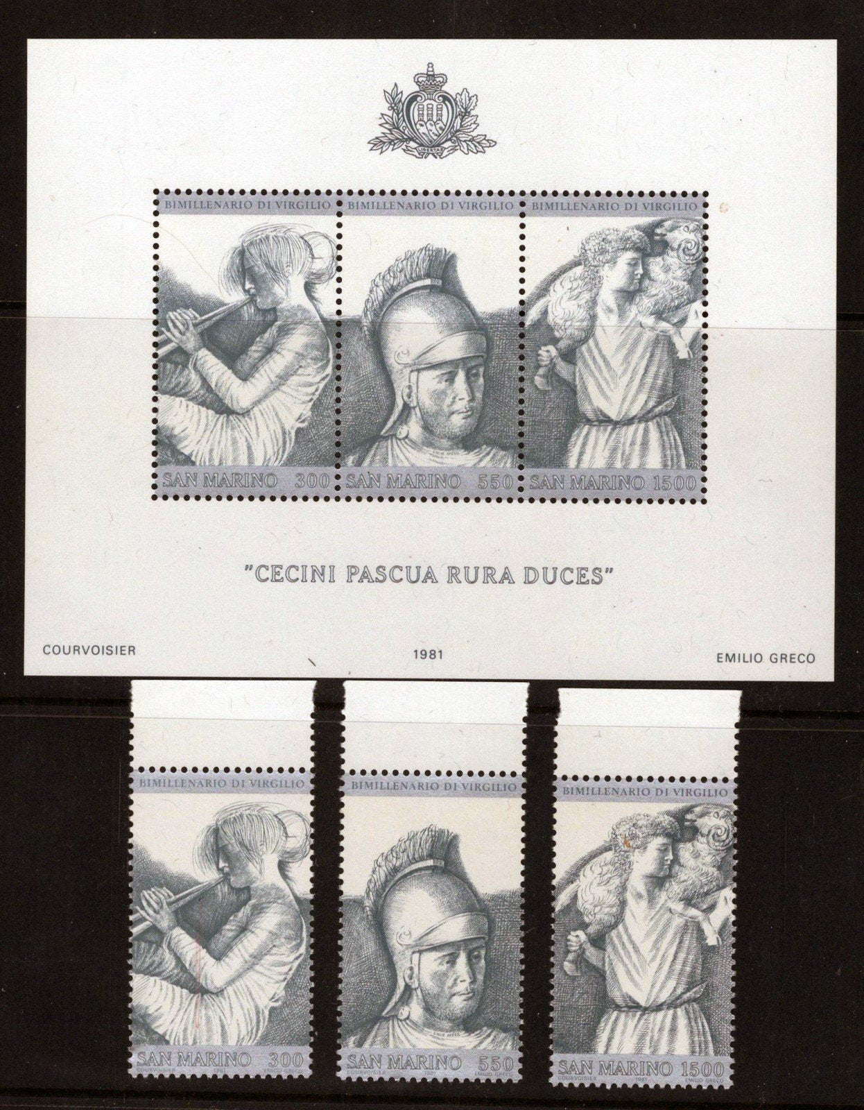 San Marino 1003-1005, 1005a MNH 1990 Death of Virgil Anniv. ZAYIX 101022SM14