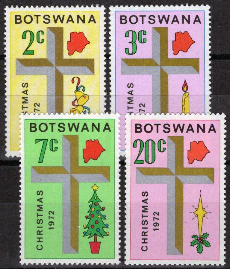 Botswana 92-95 MNH Christmas Map Cross Star Bells Candle 111022S155