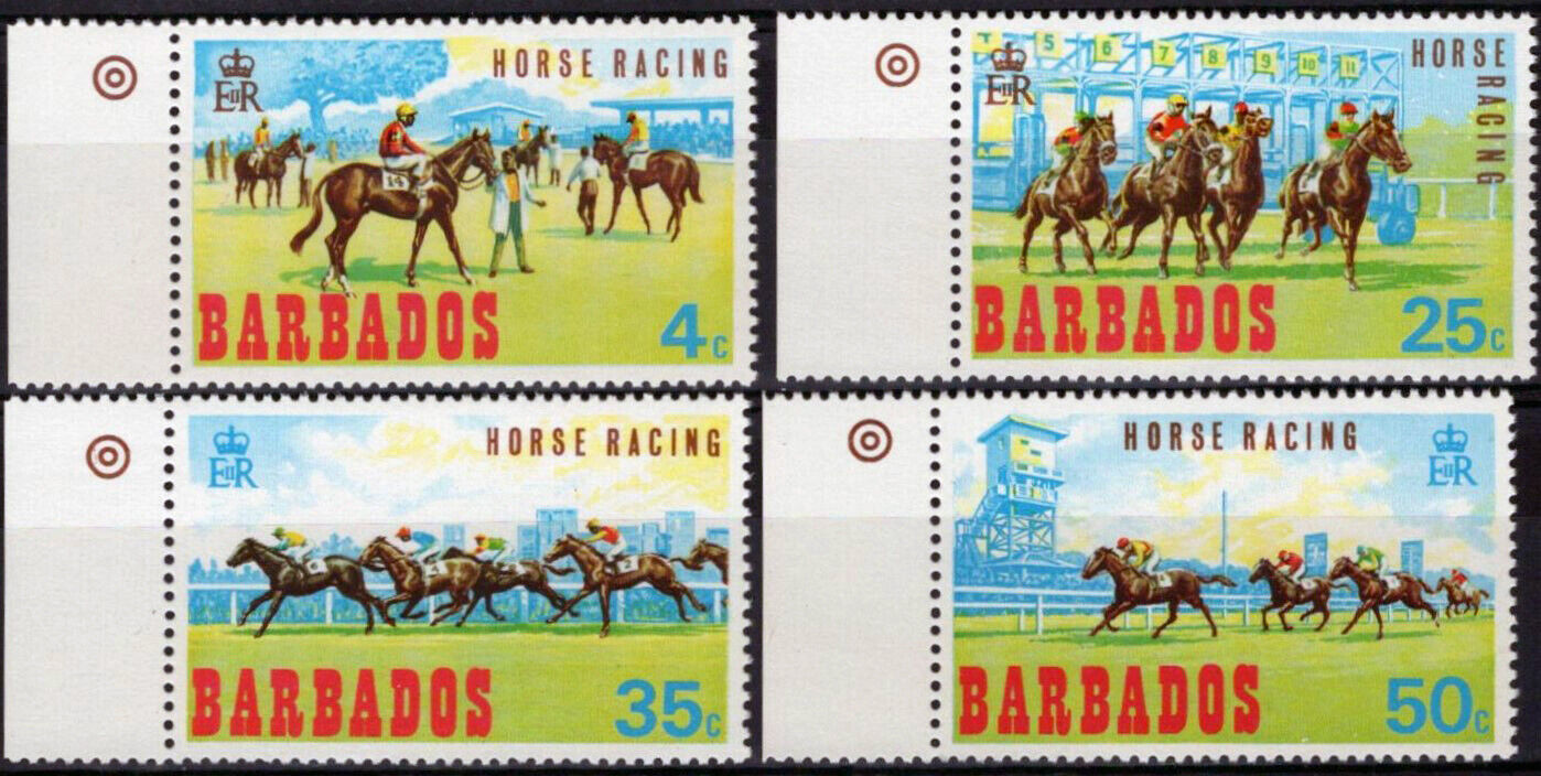 Barbados 312-315 MNH Horse Racing Sports Animals Pets ZAYIX 062723S24M