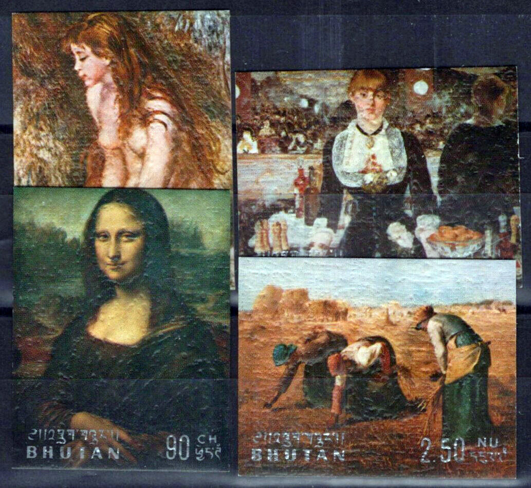 Bhutan 144-144B, 144D MNH Painting Artists Renoir da Vinci ZAYIX 071423S104