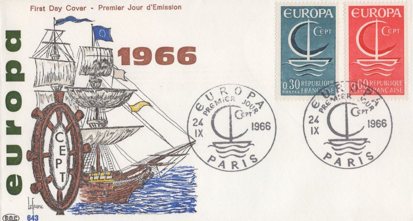 France P.O.C. FDC 1131-1132 Ships Europa CEPT 032323SM32