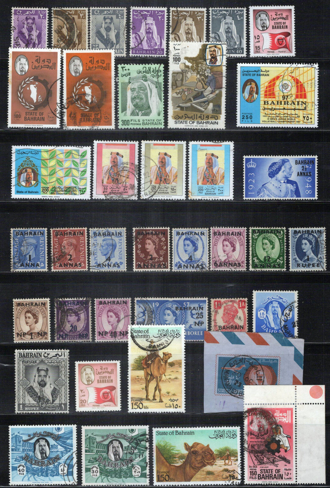 Bahrain Stamp Collection Used Royalty Aviation Wildlife 0424S0046