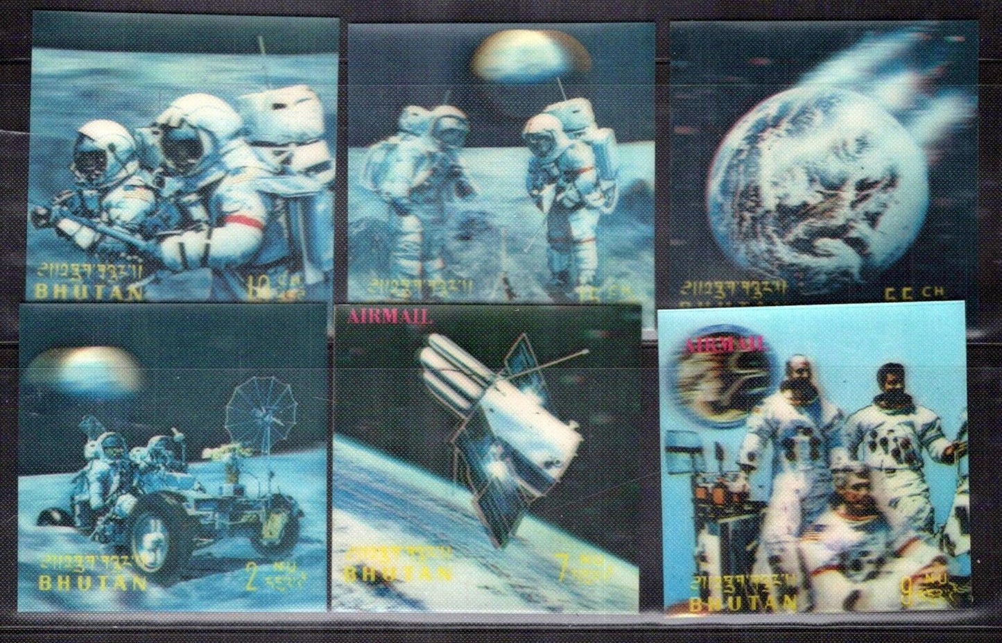 Bhutan 151-151E, 151Cf-151Eg MNH 3-D Space Apollo XVII ZAYIX 0624M0086