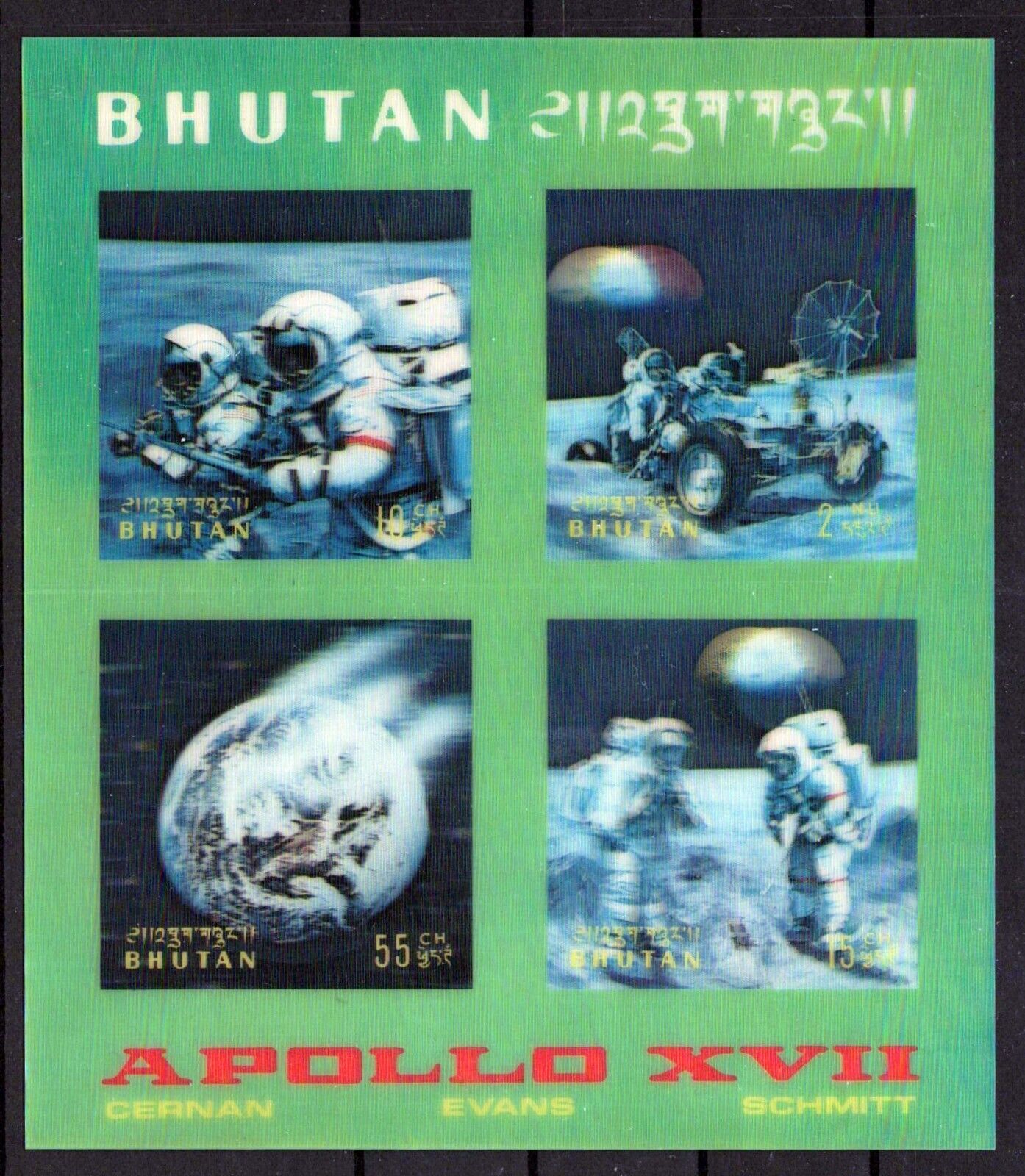 Bhutan 151-151E, 151Cf-151Eg MNH 3-D Space Apollo XVII ZAYIX 0624M0086