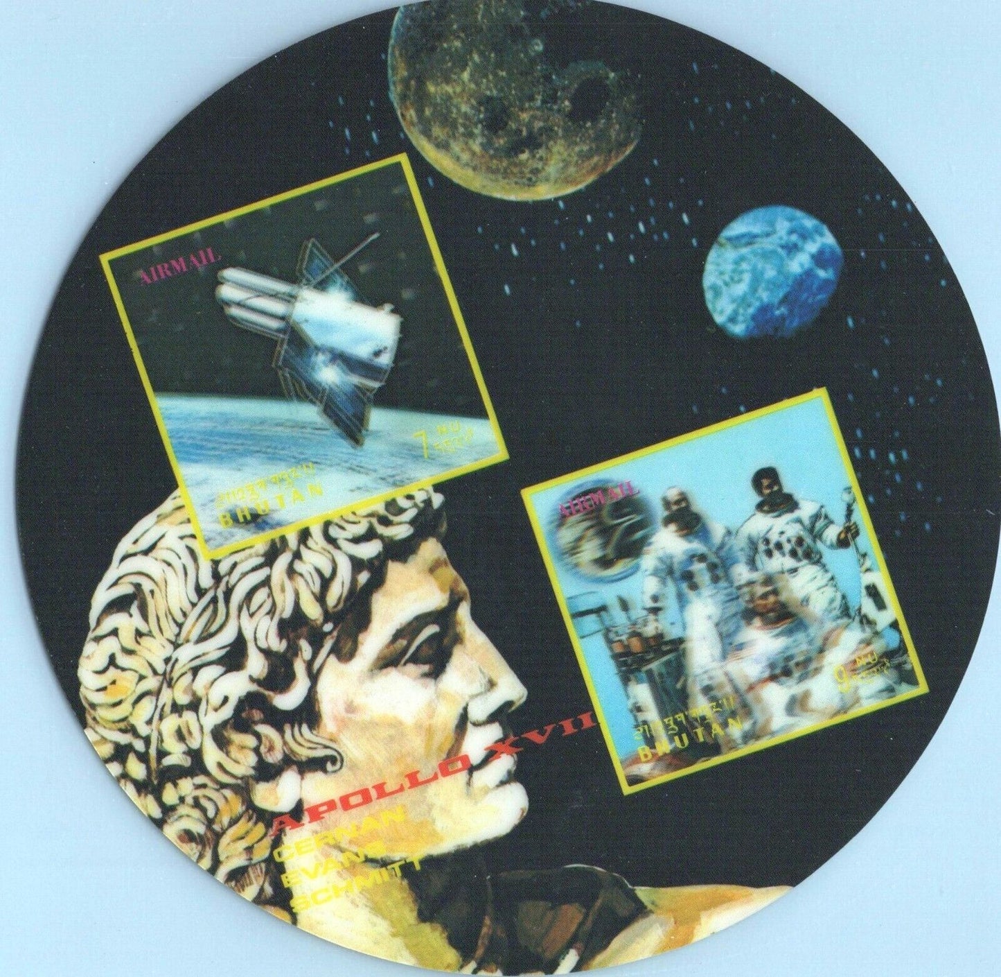 Bhutan 151-151E, 151Cf-151Eg MNH 3-D Space Apollo XVII ZAYIX 0624M0086