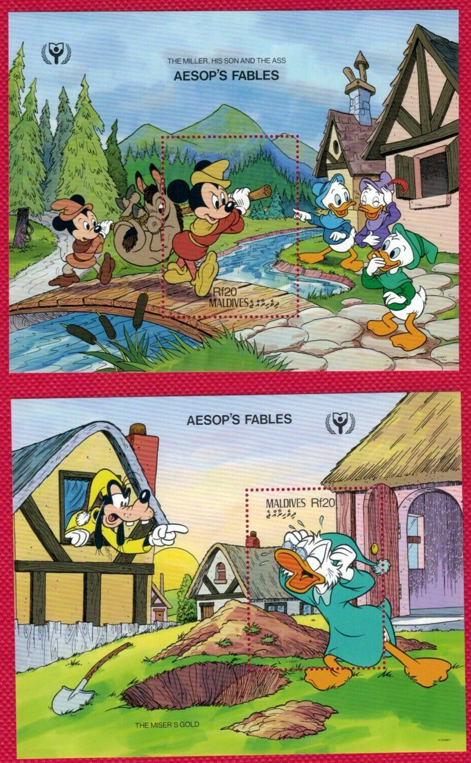 Maldives 1474-75 MNH 1990 Disney Aesop Fables Mickey ZAYIX 072222SM02M