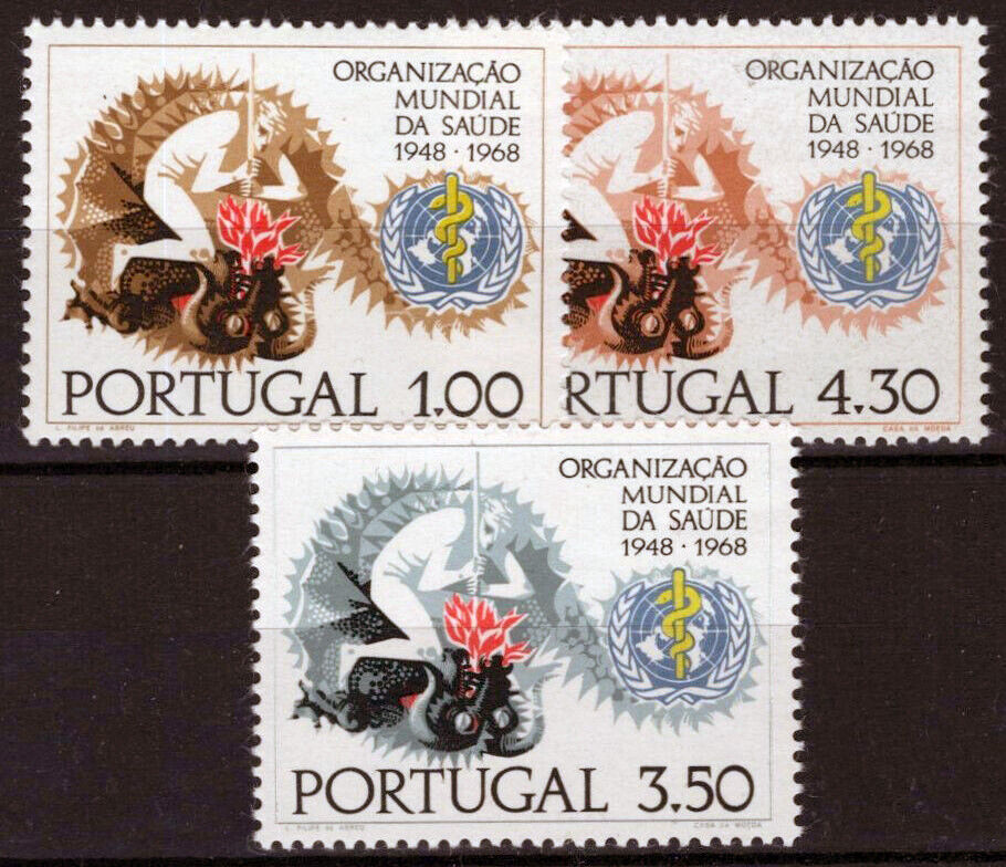 ZAYIX Portugal 1025-1027 MNH WHO Emblem Victory Over Disease 031023S122M