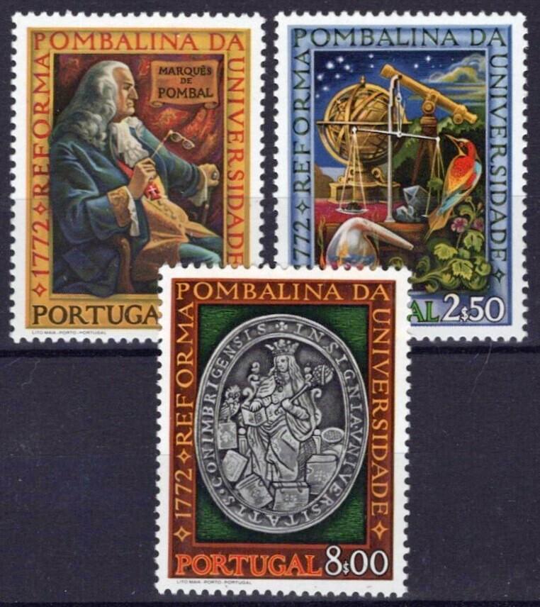 Portugal 1153-1155 MNH Science Marquis of Pombal Univ. Seal ZAYIX 031023S125M