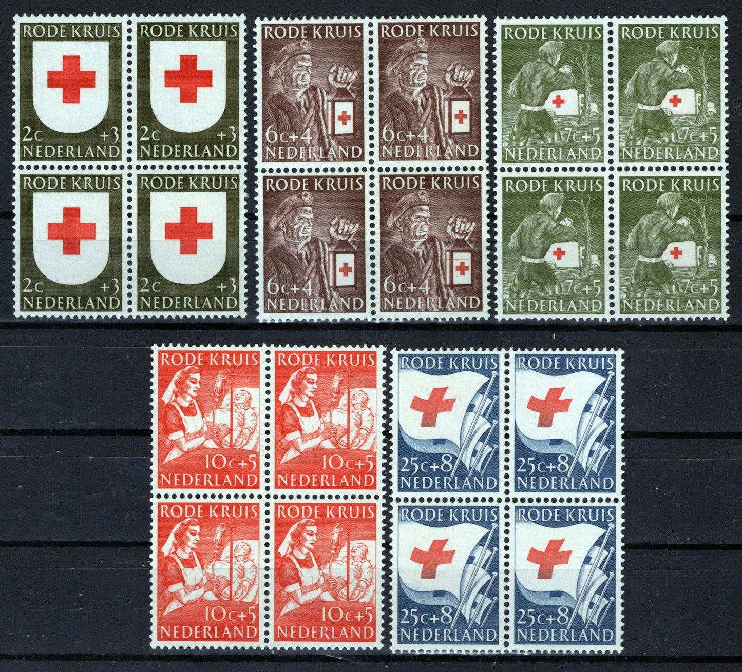 Netherlands B254-B258 MNH Block Semi-Postal Red Cross Zayix Stamps 0225S0383