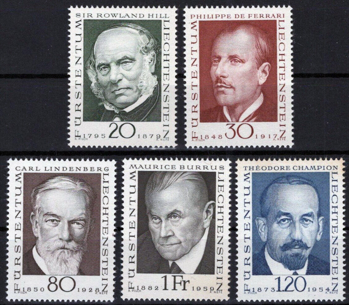 ZAYIX - 1968-69 Liechtenstein 447-451 MNH Pioneers of Philately 113022S50M