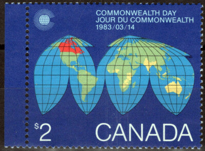 Canada 977 MNH 1983 $2 Commonwealth Day Global Map ZAYIX 060422S70