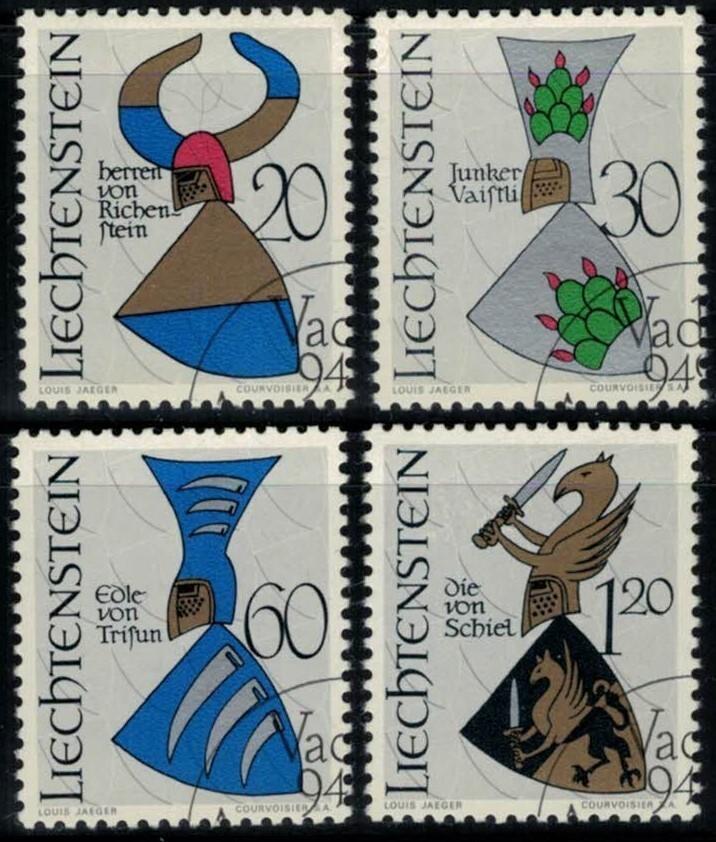 Liechtenstein 411-414 CTO Coat of Arms Heraldry Swords ZAYIX 031222S80