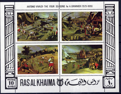Ras Al Khaimah Bk 70A MNH Vilvaldi Four Seasons Art perf ZAYIX 1224M0029M