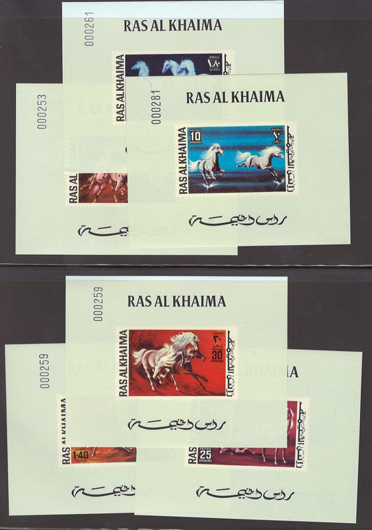 Ras Al Khaimah MNH Imperf deluxe sheet Horses ZAYIX 0125M0282M
