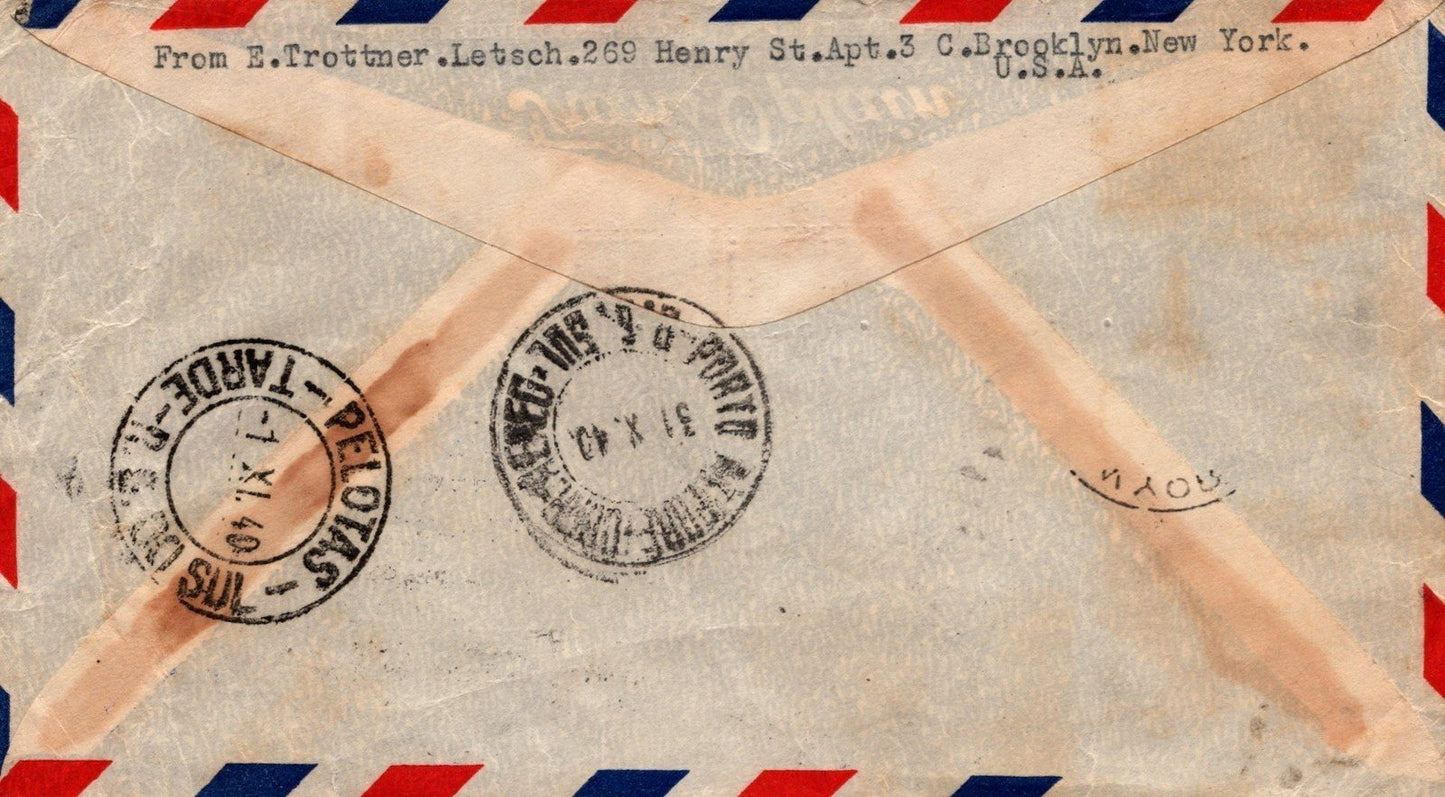 United States C9 Used NYC–Rio Grande del Sur–Pelotos Air Post ZAYIX