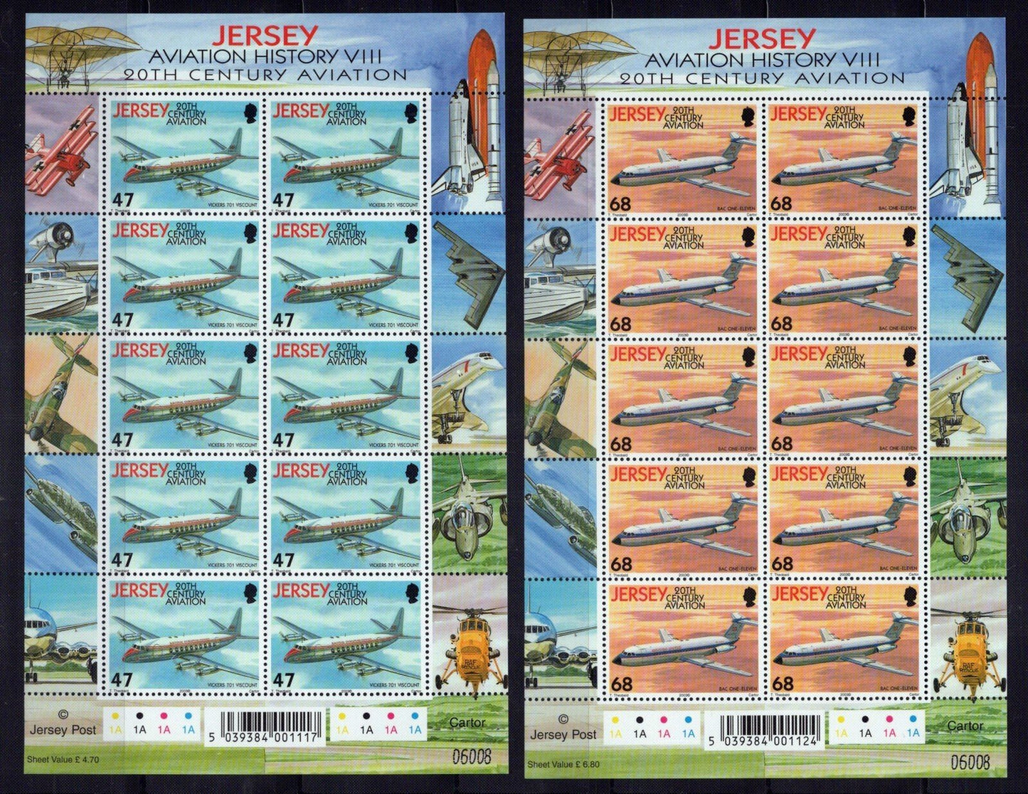 Jersey 1063-1068 MNH Aviation Aircraft Planes Transportation ZAYIX 0324L0093M