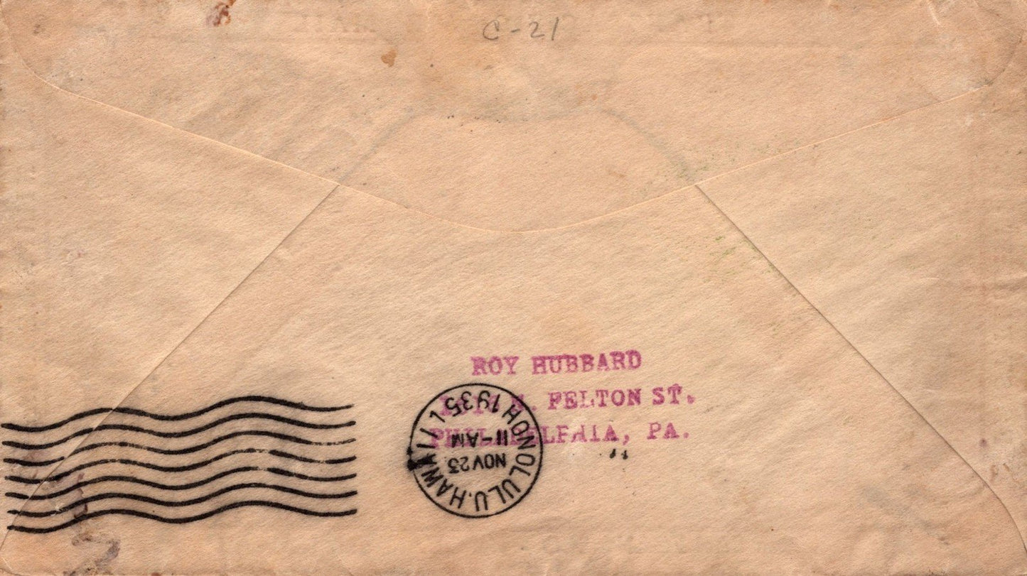 US C20 FDC Battered FDC Green Rubber Stamp cachet ZAYIX 092323USF35