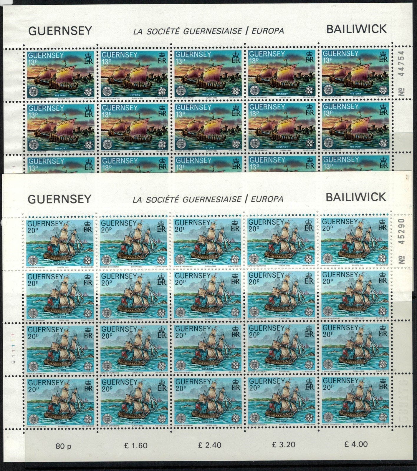 Great Britain Guernsey 241-242 MNH Europa CEPT ships sheets ZAYIX 072422SL16