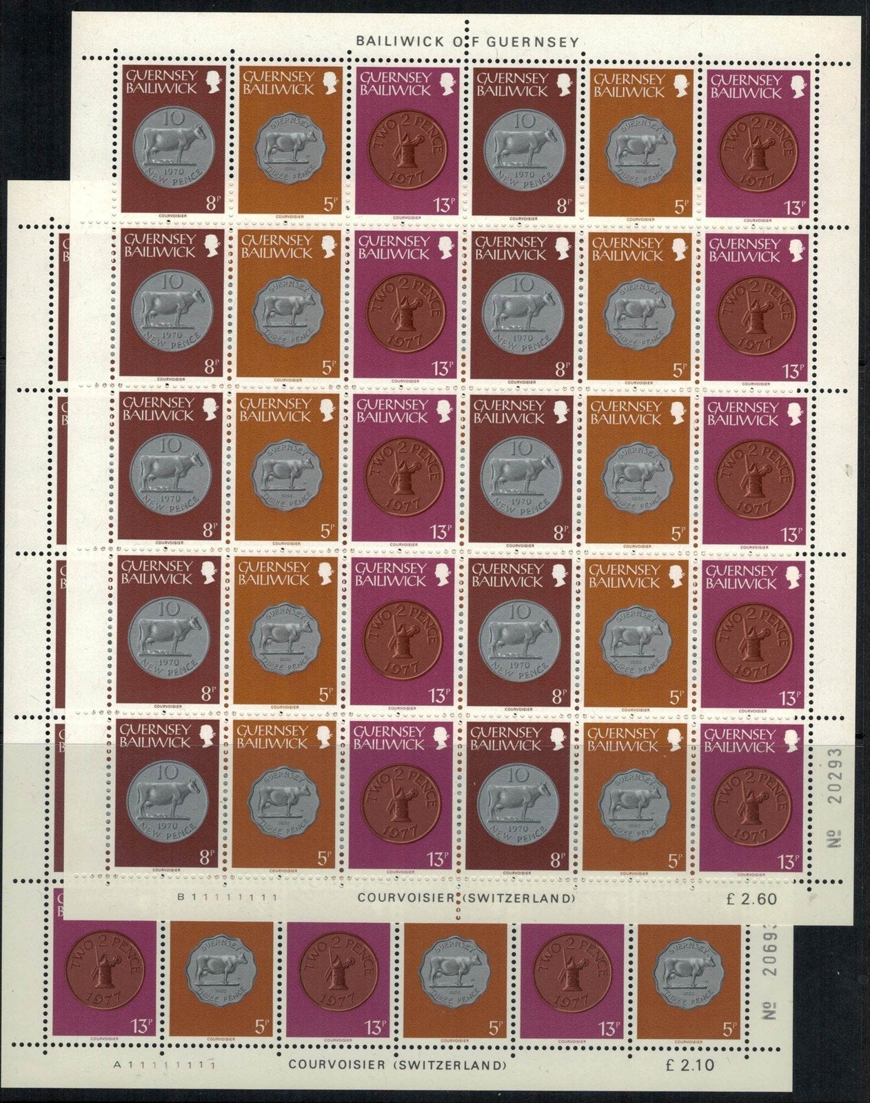 Great Britain Guernsey 177//185 MNH Coins sheets ZAYIX 072422SL19