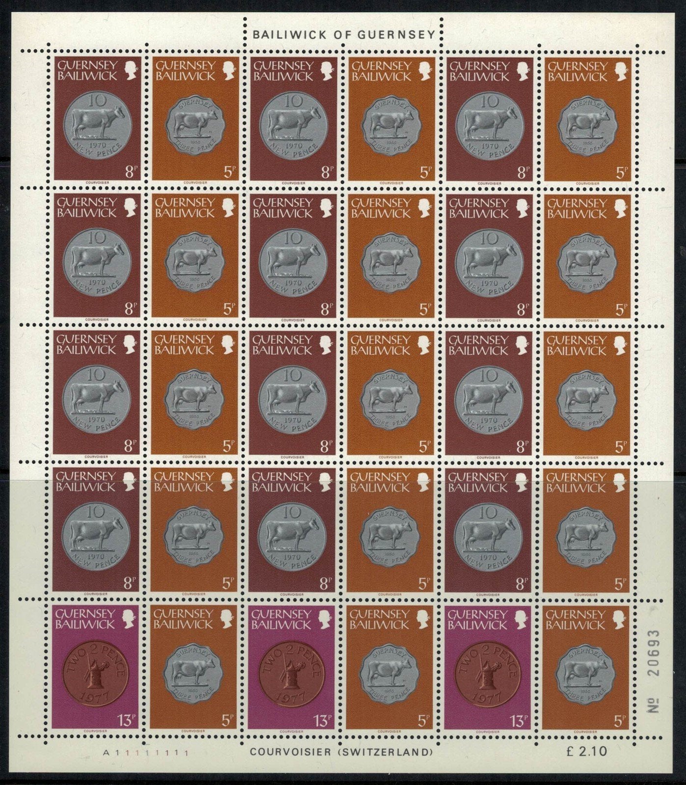 Great Britain Guernsey 177//185 MNH Coins sheets ZAYIX 072422SL19
