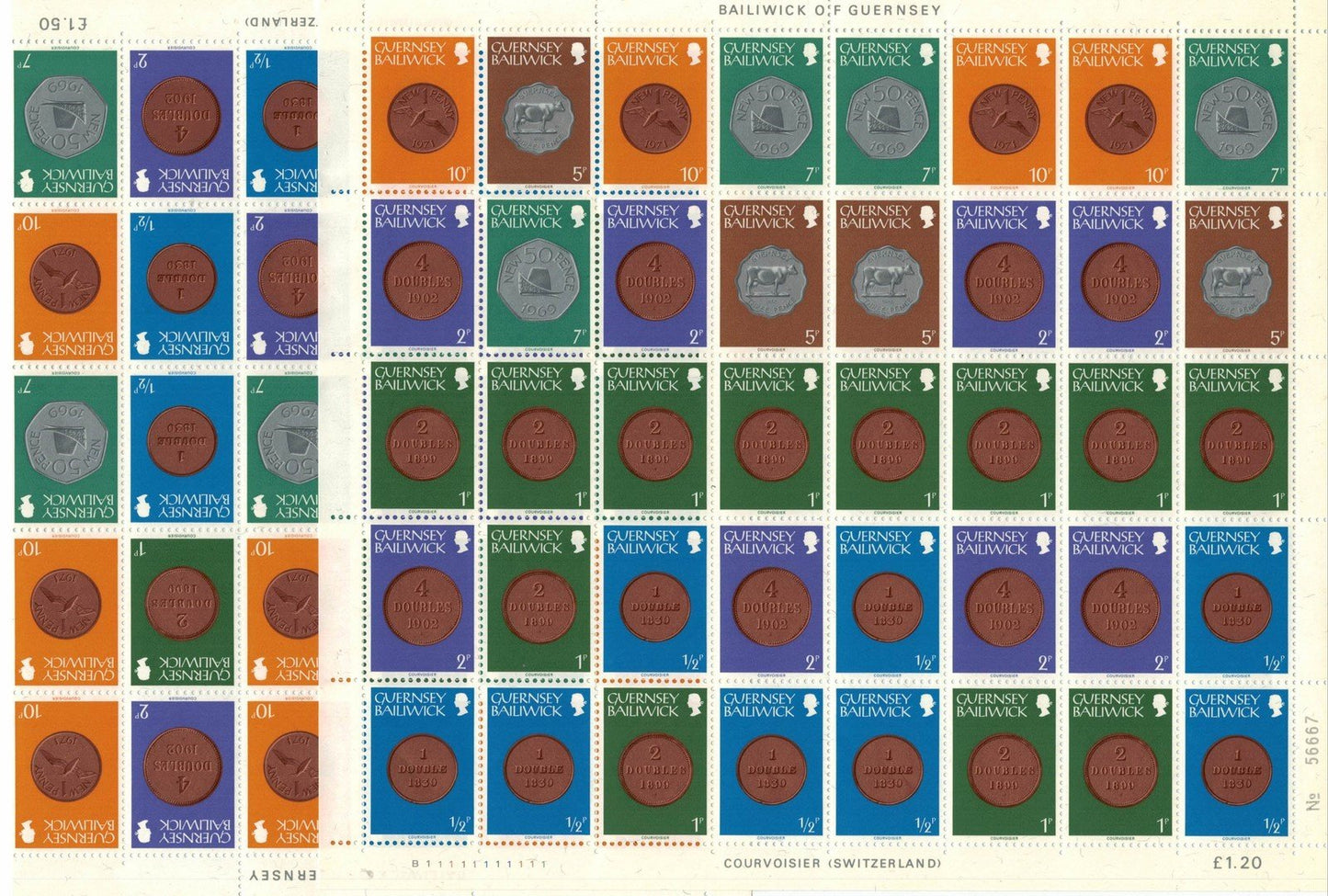 Great Britain Guernsey 173//182 MNH Coins sheets ZAYIX 072422SL20