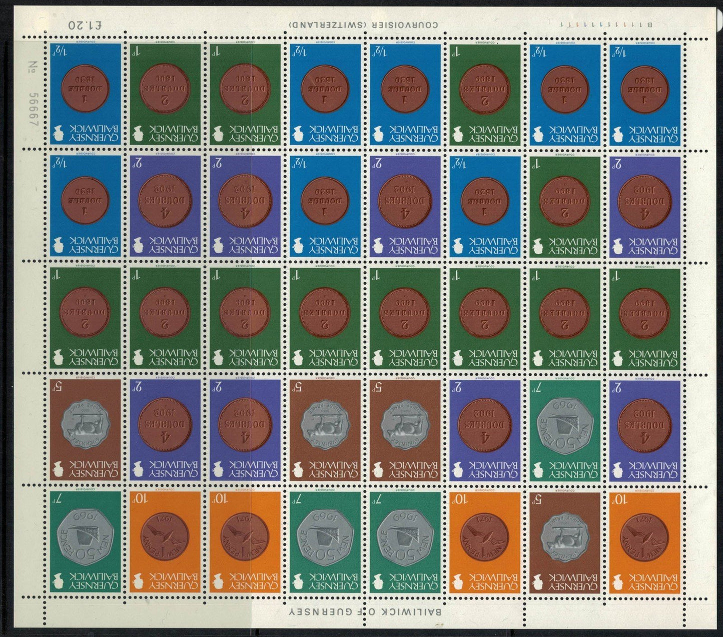 Great Britain Guernsey 173//182 MNH Coins sheets ZAYIX 072422SL20