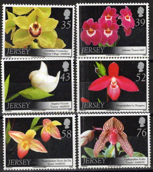 ZAYIX Jersey 1319-1324 MNH Orchids Flowers Plants 092023S46M