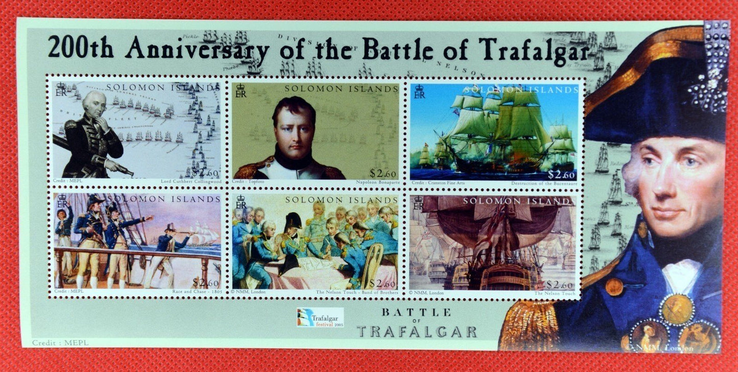Battle of Trafalgar 2005 Solomon Islands 992-995 MNH (4) Mini-Sheets ZAYIX
