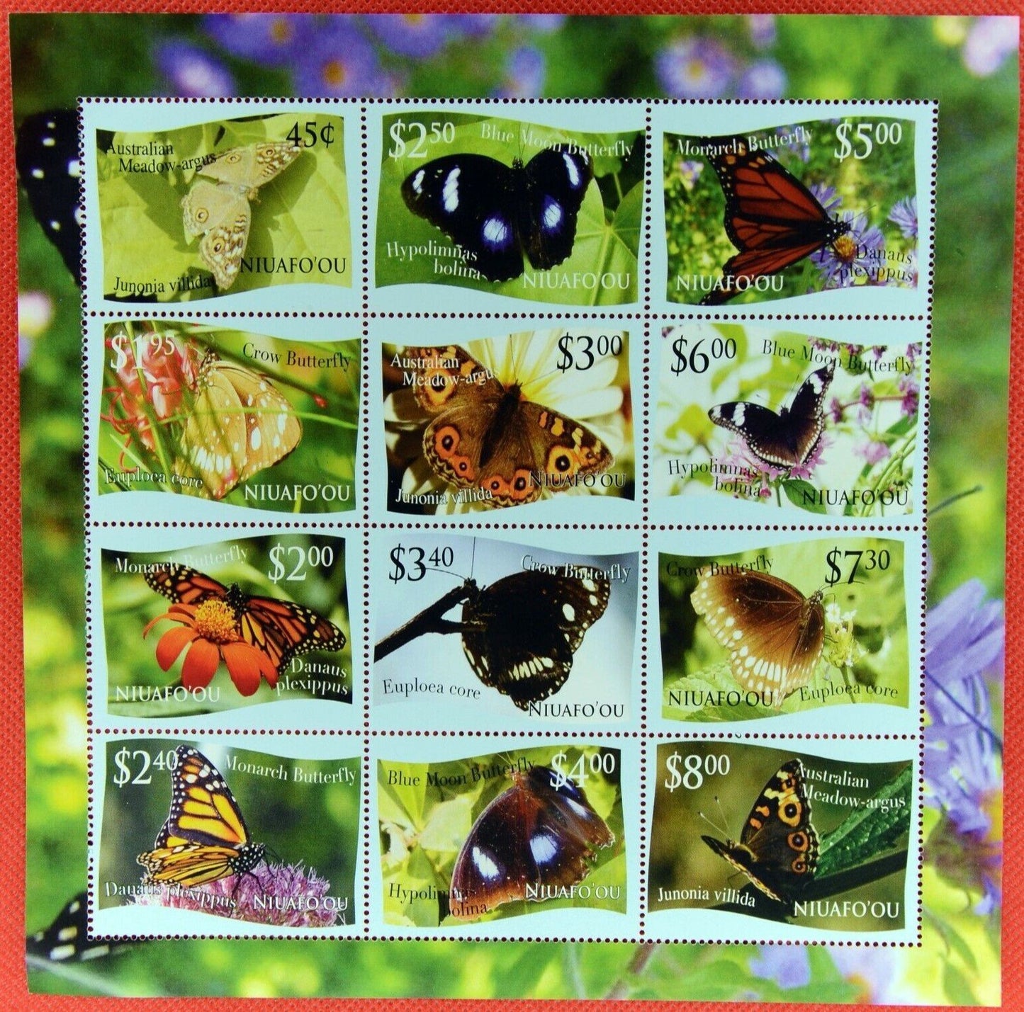 Tonga Niuafo'ou 287 light blue background Butterflies Flowers 072022SL02M ZAYIX 0720SL02M
