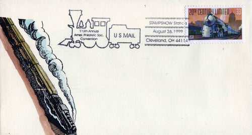 US 3335 FDC Famous Trains, 20th Century Limited hand-painted SMB01240278 ZAYIX 0124M0278