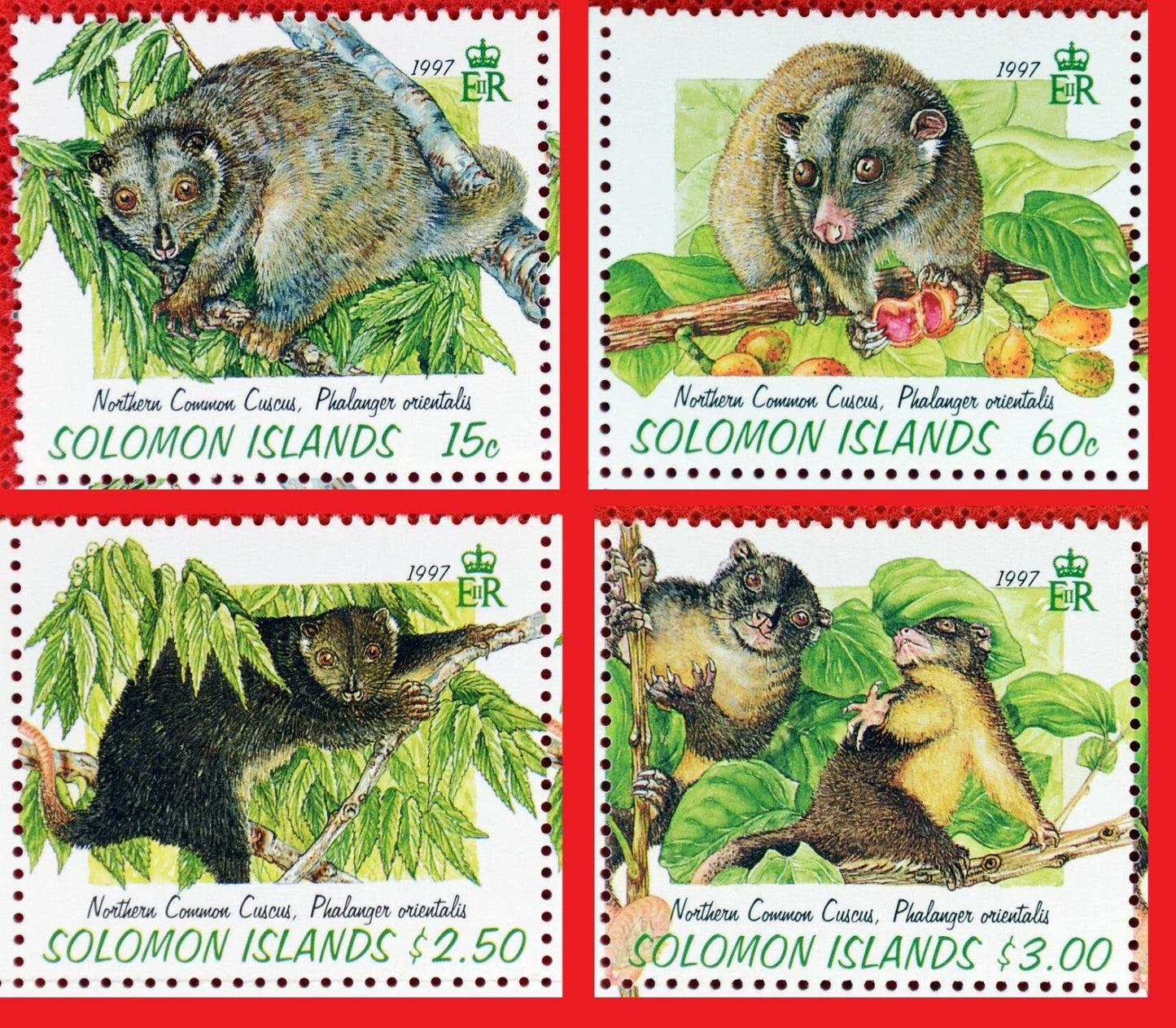 1997 Solomon Islands 843-846 MNH Fruit Wildlife Arboreal Animals ZAYIX