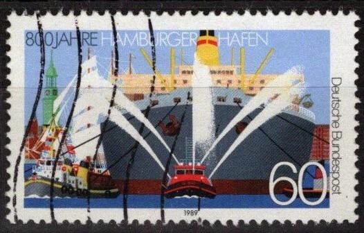 Germany 1575 Used 800th Anniversary Hamburg Harbor Shipping ZAYIX 113022S104M