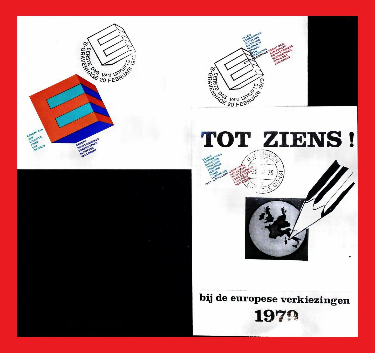 ZAYIX - 1979 Netherlands 585 FDC & Maxicard - European Parliament elections