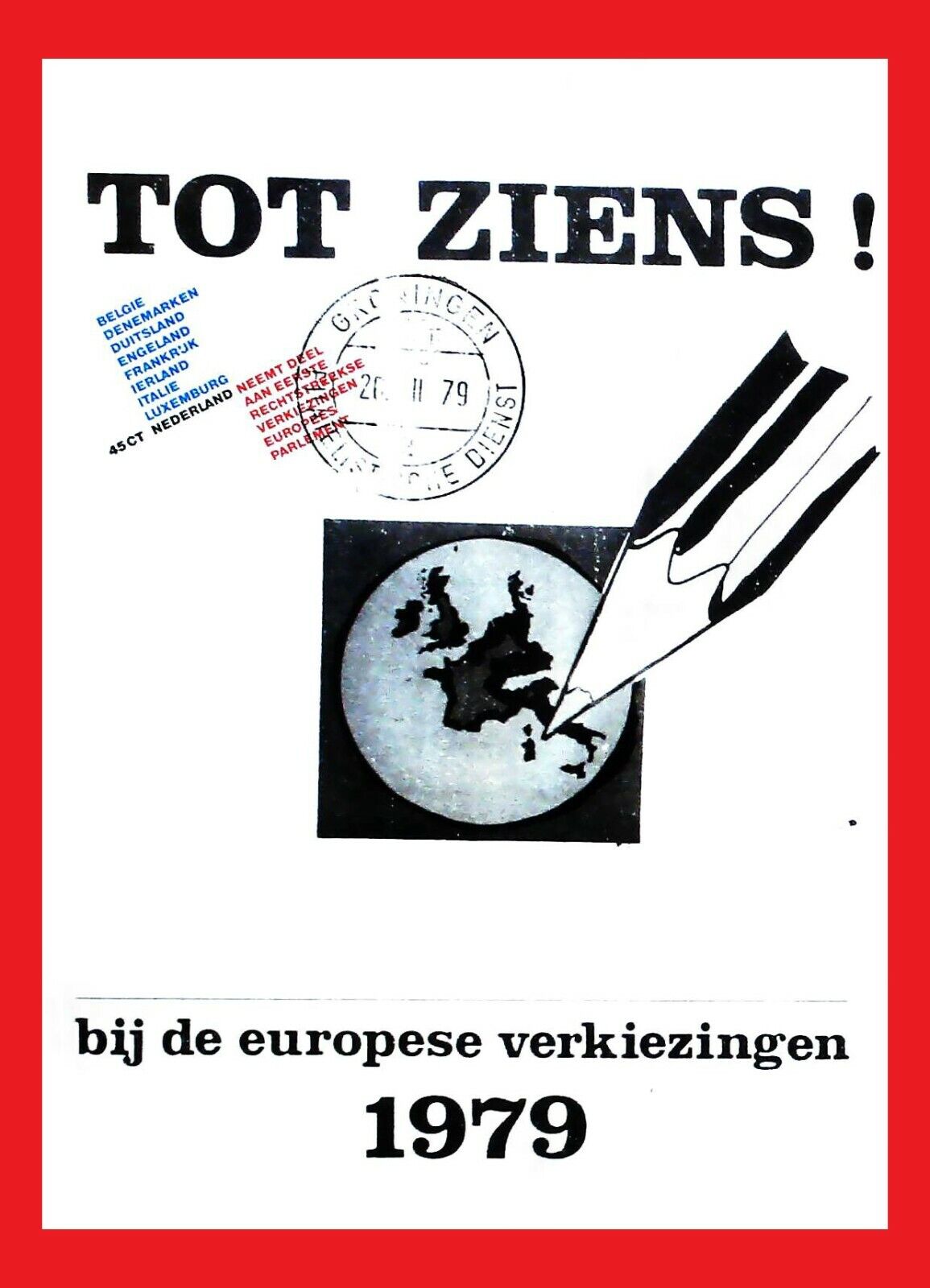 ZAYIX - 1979 Netherlands 585 FDC & Maxicard - European Parliament elections