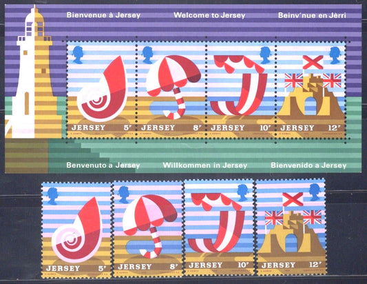 ZAYIX Great Britain Jersey 124-127, 127a MNH Tourism Shells Beach 020522SM06